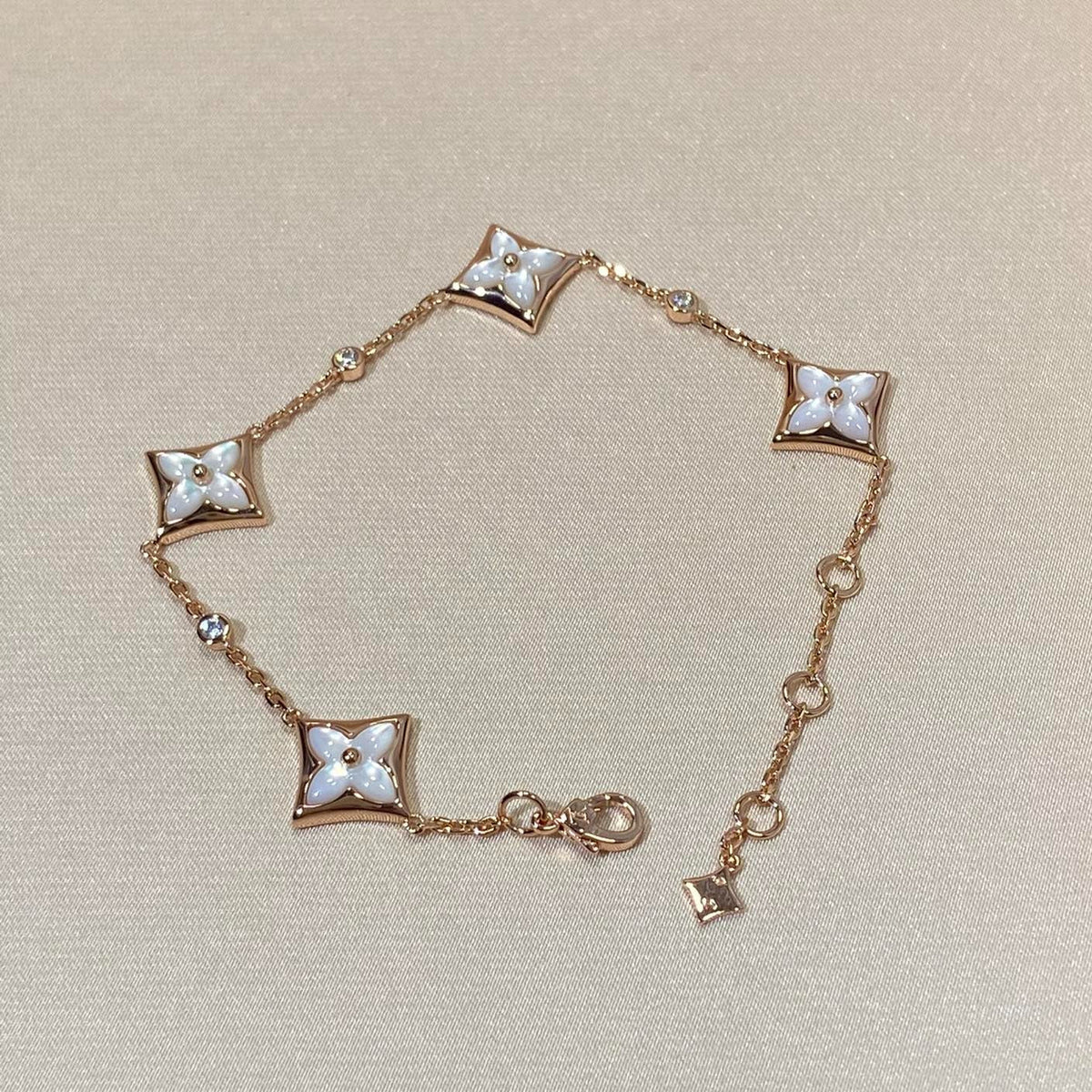 [Vera  Jewelry]STAR 4 MOTIF MOP DIAMOND PINK GOLD BRACELET