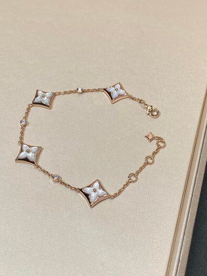 [Vera Jewelry]STAR 4 MOTIF MOP DIAMOND PINK GOLD BRACELET