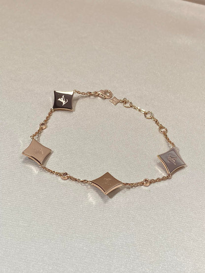 [Vera  Jewelry]STAR 4 MOTIF MOP DIAMOND PINK GOLD BRACELET