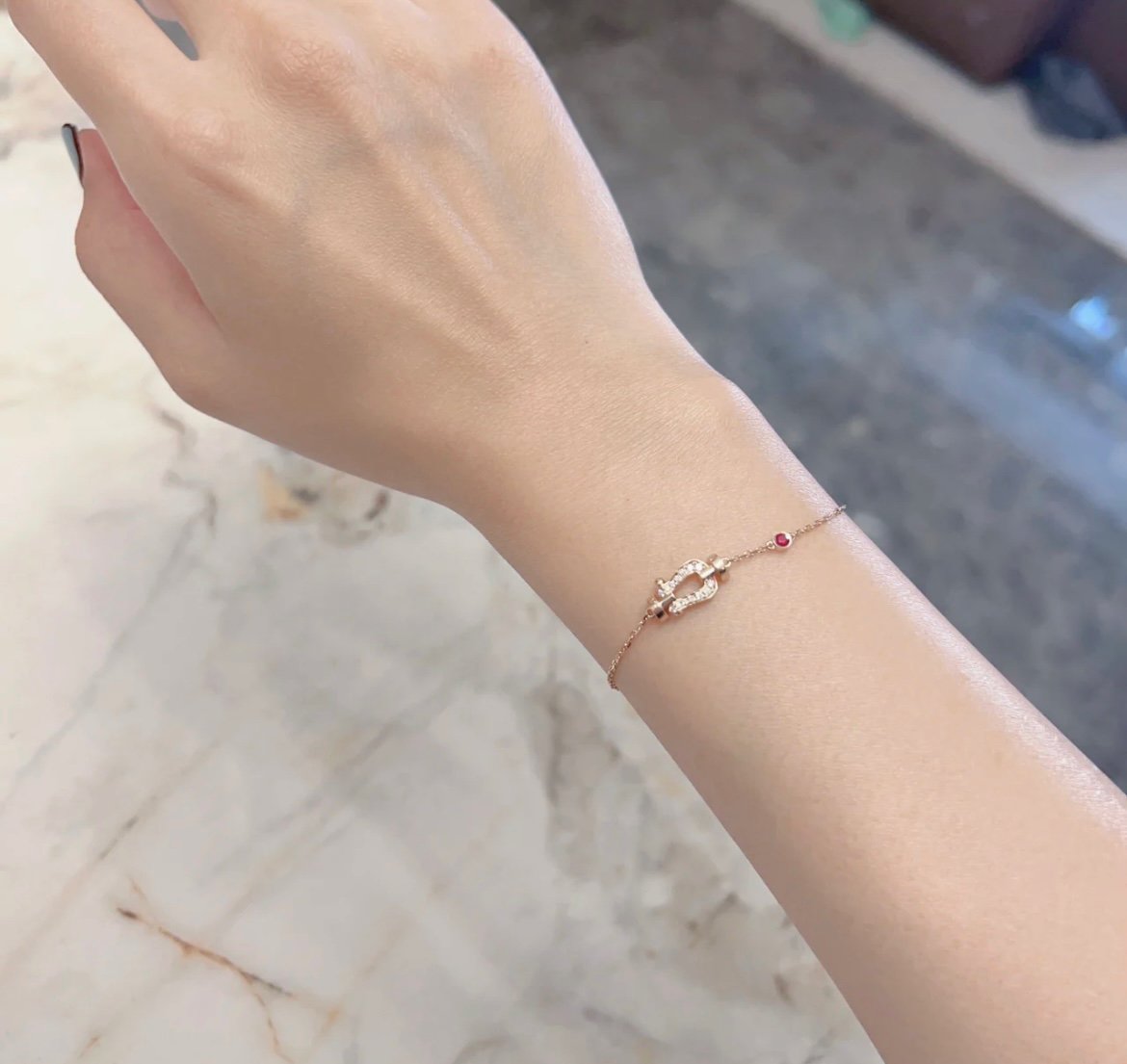 [Vera Jewelry]FORCE 10 DIAMOND CHAIN LINK PINK GOLD BRACELET