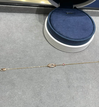 [Vera Jewelry]FORCE 10 DIAMOND CHAIN LINK PINK GOLD BRACELET