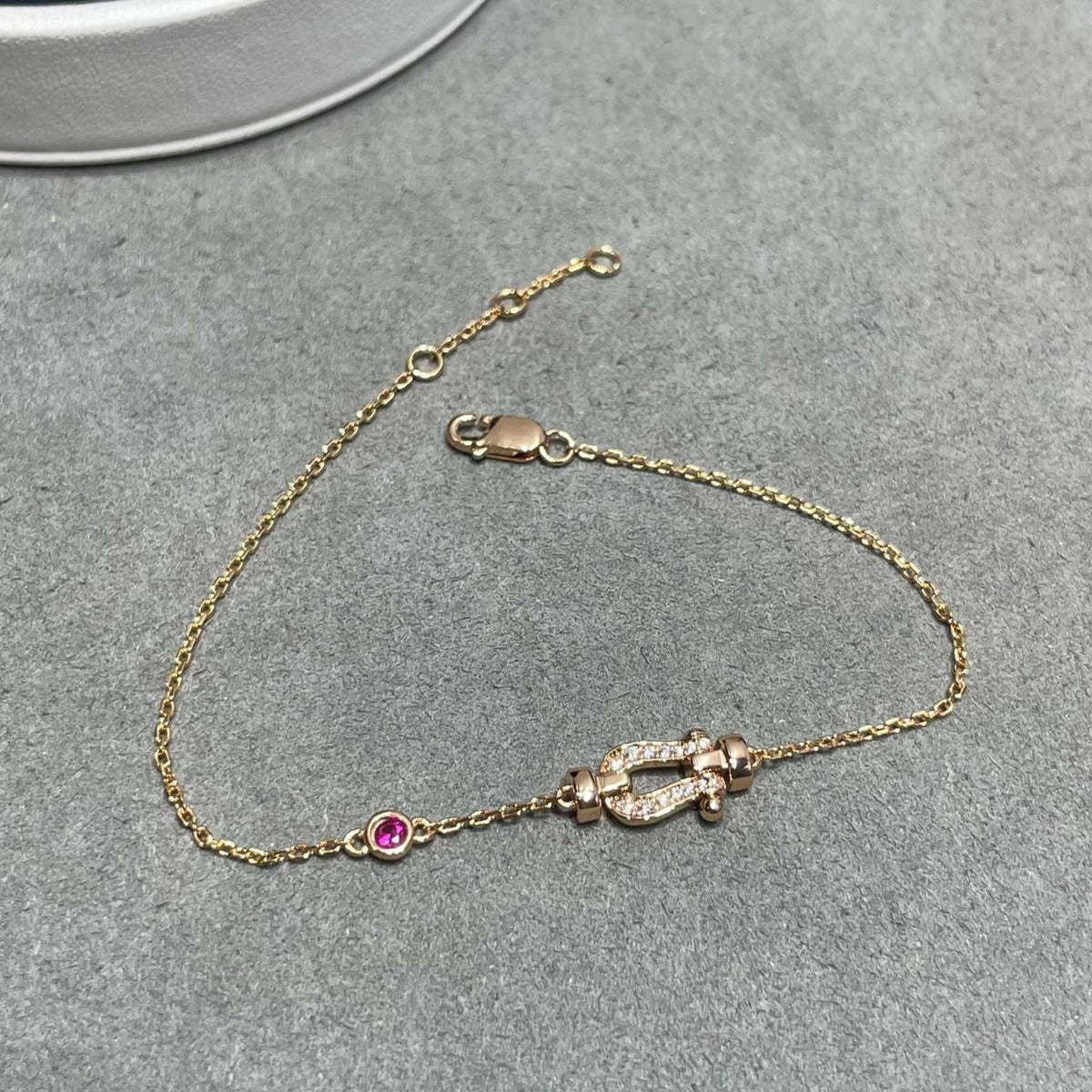 [Vera Jewelry]FORCE 10 DIAMOND CHAIN LINK PINK GOLD BRACELET