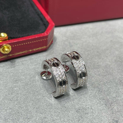 [Vera  Jewelry]LOVE CERAMIC DIAMOND PAVED SILVER EARRINGS