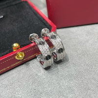 [Vera Jewelry]LOVE CERAMIC DIAMOND PAVED SILVER EARRINGS