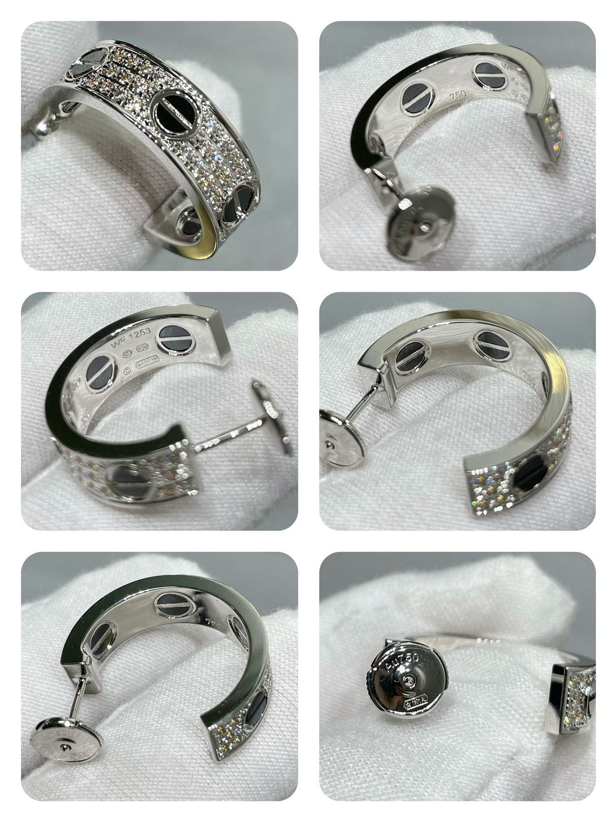 [Vera  Jewelry]LOVE CERAMIC DIAMOND PAVED SILVER EARRINGS