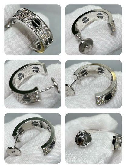 [Vera  Jewelry]LOVE CERAMIC DIAMOND PAVED SILVER EARRINGS