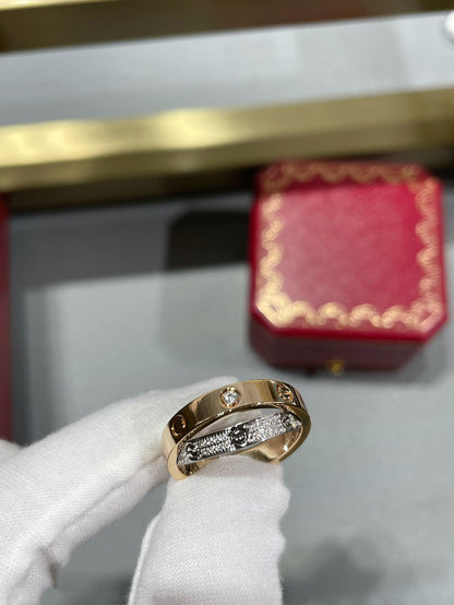 [Vera  Jewelry]LOVE PINK GOLD SILVER DIAMOND DOUBLE RING