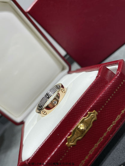 [Vera  Jewelry]LOVE PINK GOLD SILVER DIAMOND DOUBLE RING