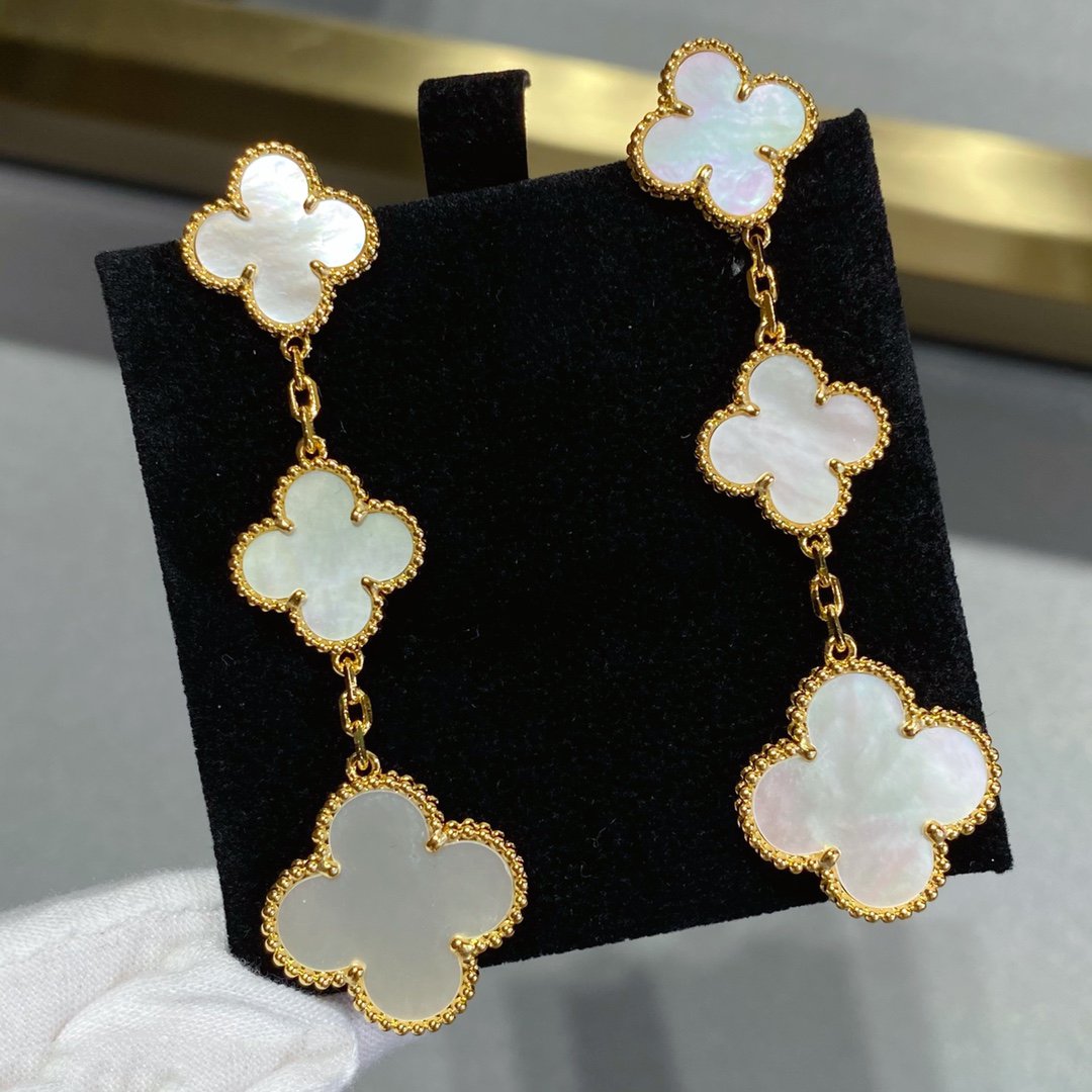 [Vera  Jewelry]CLOVER MOP 3 MOTIFS GOLD EARRINGS