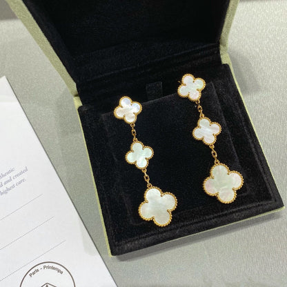 [Vera  Jewelry]CLOVER MOP 3 MOTIFS GOLD EARRINGS