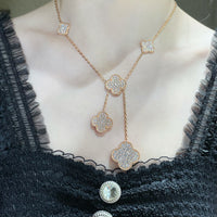 [Vera Jewelry]CLOVER 6 MOTIF DIAMOND PAVED NECKLACE