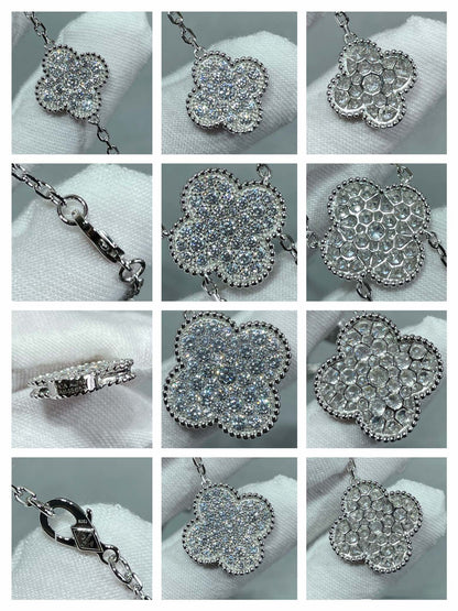 [Vera  Jewelry]CLOVER 6 MOTIF DIAMOND PAVED NECKLACE