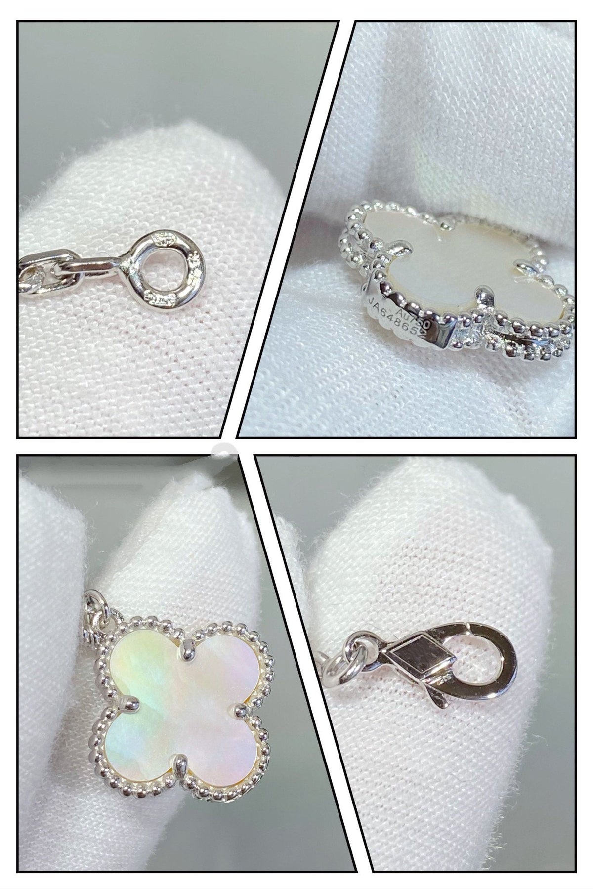 [Vera Jewelry]CLOVER 5 MOTIF WHITE MOP SILVER BRACELET