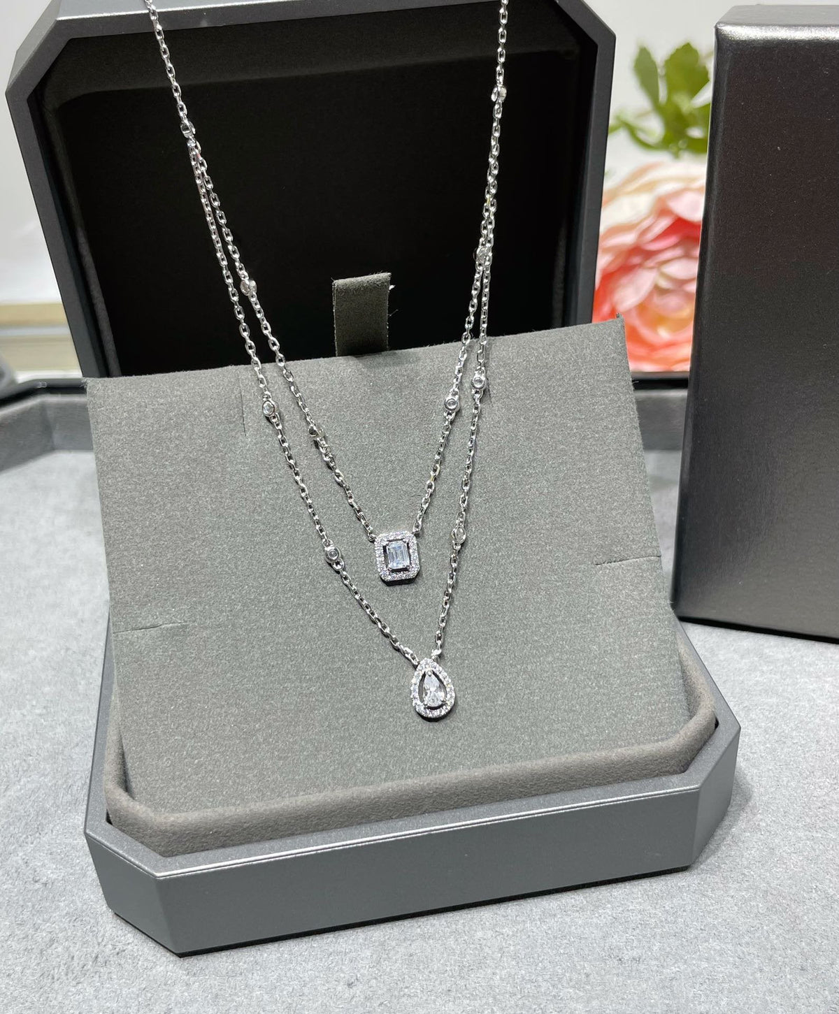 [Vera Jewelry]MY TWIN 2 ROW DIAMOND NECKLACE