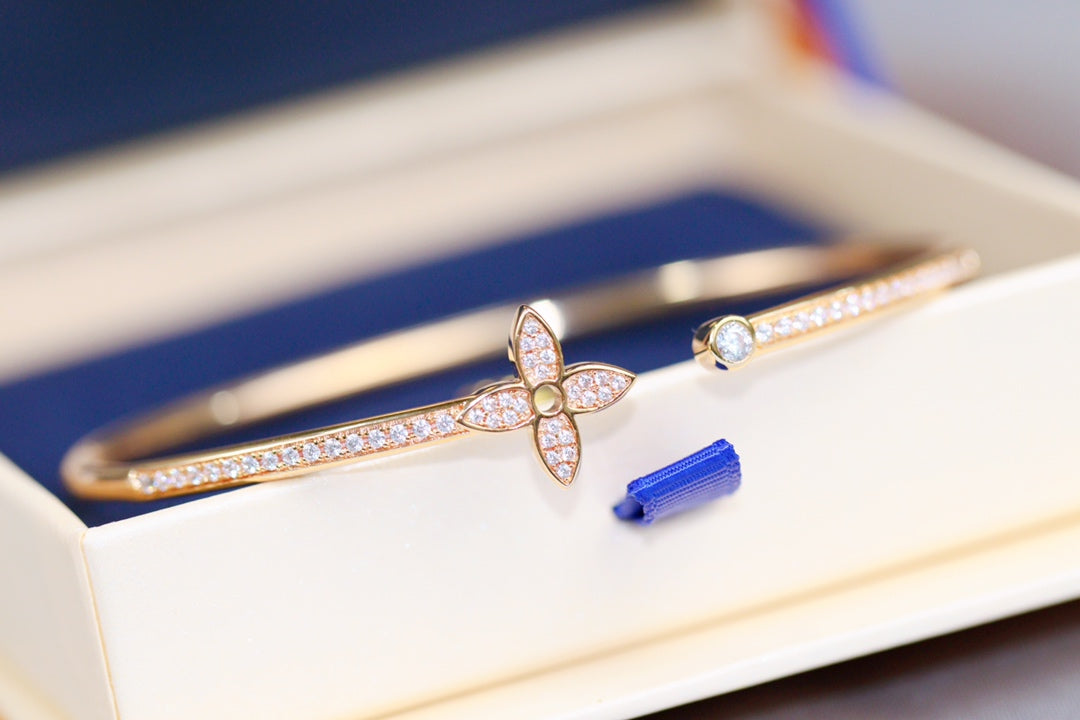 [Vera  Jewelry]IDYLLE PINK GOLD OPEN BRACELET DIAMOND PAVED