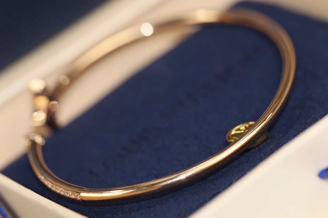[Vera  Jewelry]IDYLLE PINK GOLD OPEN BRACELET DIAMOND PAVED