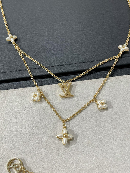 [Vera Jewelry]FLOWERGRAM GOLD MOP DOUBLE ROW NECKLACE