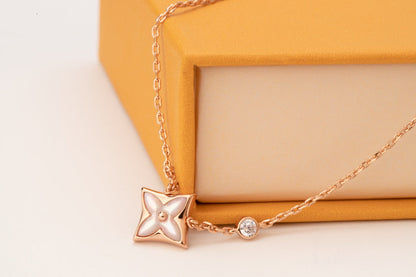 [Vera Jewelry]STAR PINK MOP 1 DIAMOND PINK GOLD NECKLACE