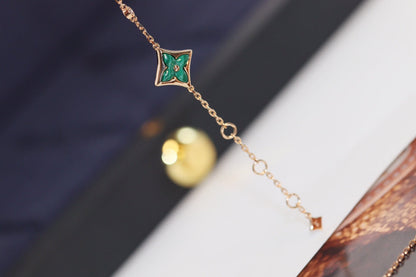 [Vera  Jewelry]STAR AND SUN 4 MOTIF PINK GOLD MALACHITE BRACELET