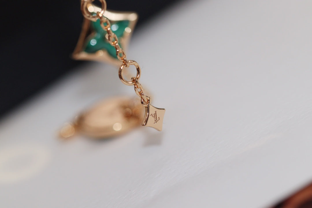 [Vera  Jewelry]STAR AND SUN 4 MOTIF PINK GOLD MALACHITE BRACELET