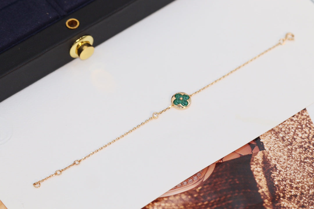 [Vera Jewelry]STAR AND SUN 4 MOTIF PINK GOLD MALACHITE BRACELET