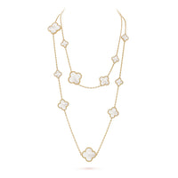 [Vera Jewelry]CLOVER 16 MOTIF WHITE MOP GOLD NECKLACE