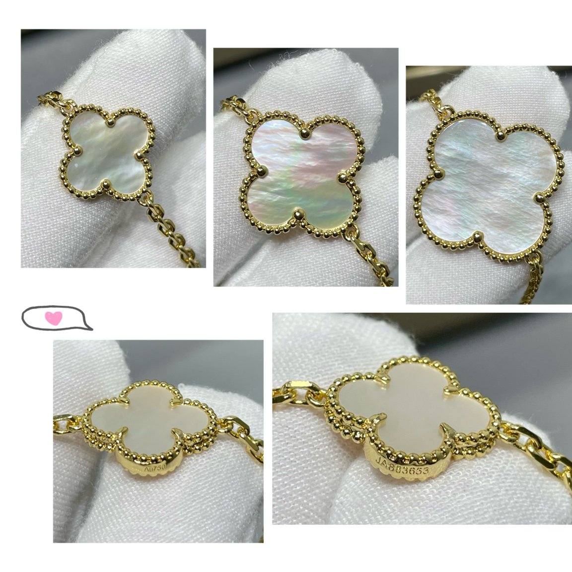 [Vera Jewelry]CLOVER 16 MOTIF WHITE MOP GOLD NECKLACE