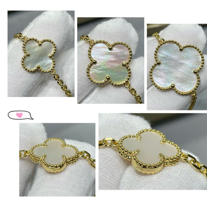 [Vera Jewelry]CLOVER 16 MOTIF WHITE MOP GOLD NECKLACE