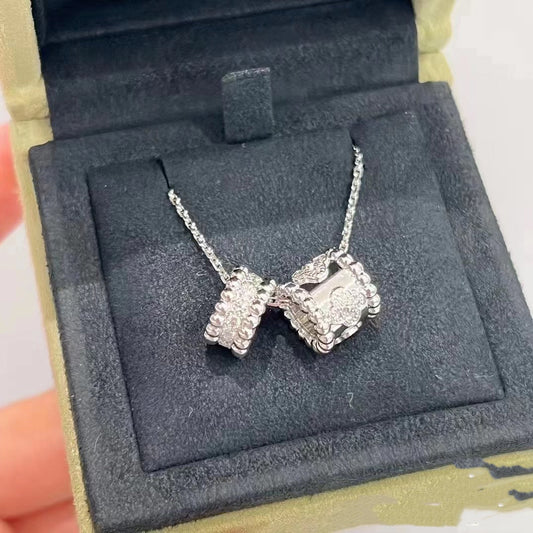 [Vera Jewelry]PERLEE DOUBLE PENDANT SILVER DIAMOND NECKLACE