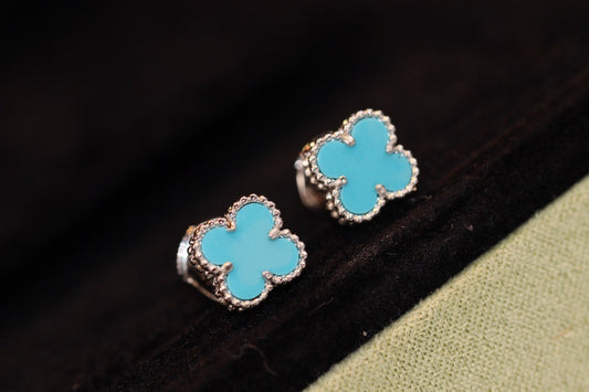 [Vera Jewelry]クローバー ミニ ターコイズ シルバー スタッドピアス