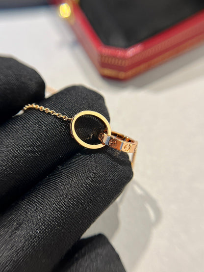 [Vera  Jewelry]LOVE NECKLACE DOUBLE RING PINK GOLD