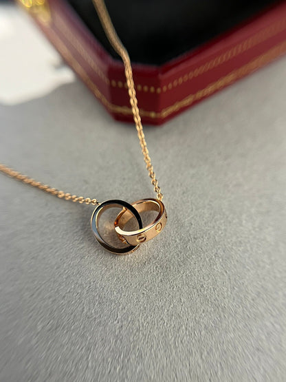 [Vera  Jewelry]LOVE NECKLACE DOUBLE RING PINK GOLD