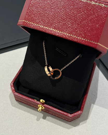 [Vera  Jewelry]LOVE NECKLACE DOUBLE RING PINK GOLD