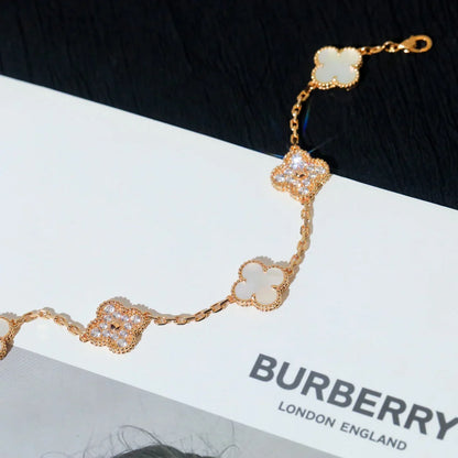 [Vera Jewelry] クローバー ホワイトパール マザーオブパール 5モチーフ ブレスレット コレクション