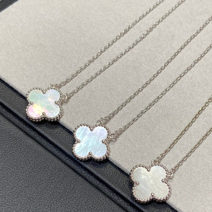 [Vera  Jewelry]CLOVER MEDIUM SILVER WHITE MOP NECKLACE
