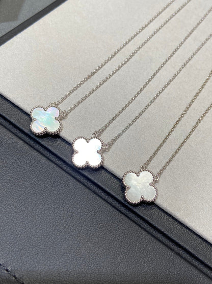 [Vera  Jewelry]CLOVER MEDIUM SILVER WHITE MOP NECKLACE