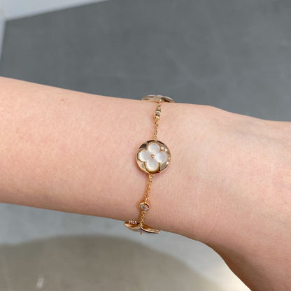 [Vera Jewelry] スター＆サン 4モチーフ ホワイトMOP ピンクゴールドブレスレット