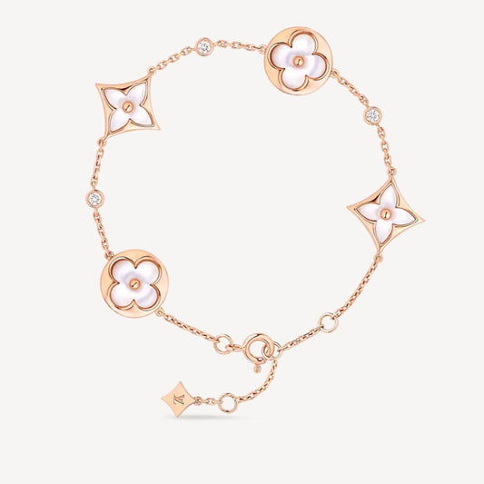 [Vera Jewelry] スター＆サン 4モチーフ ホワイトMOP ピンクゴールドブレスレット
