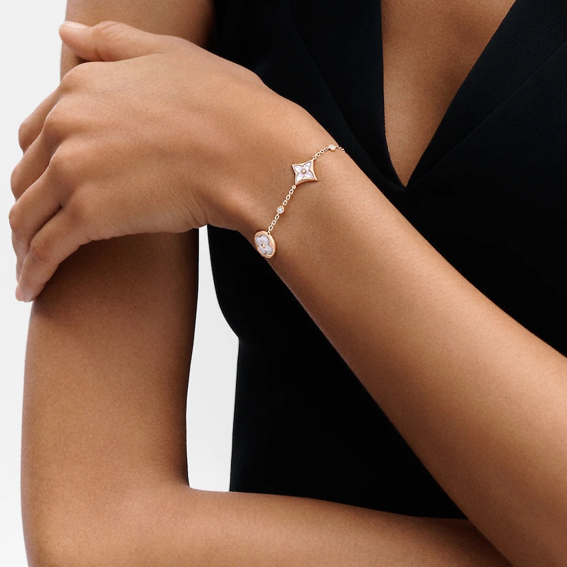 [Vera Jewelry] スター＆サン 4モチーフ ホワイトMOP ピンクゴールドブレスレット
