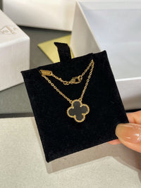 [Vera Jewelry]CLOVER ROCK CRYSTAL ROSE GOLD NECKLACE