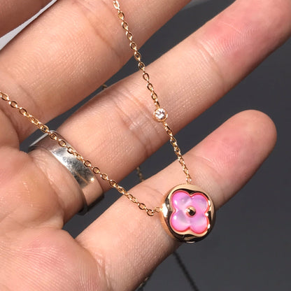 [Vera Jewelry]COLOR BLOSSOM PINK MOP SUN GOLD NECKLACE