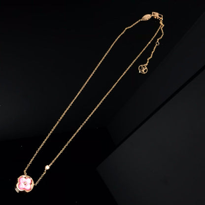 [Vera  Jewelry]COLOR BLOSSOM PINK MOP SUN GOLD NECKLACE