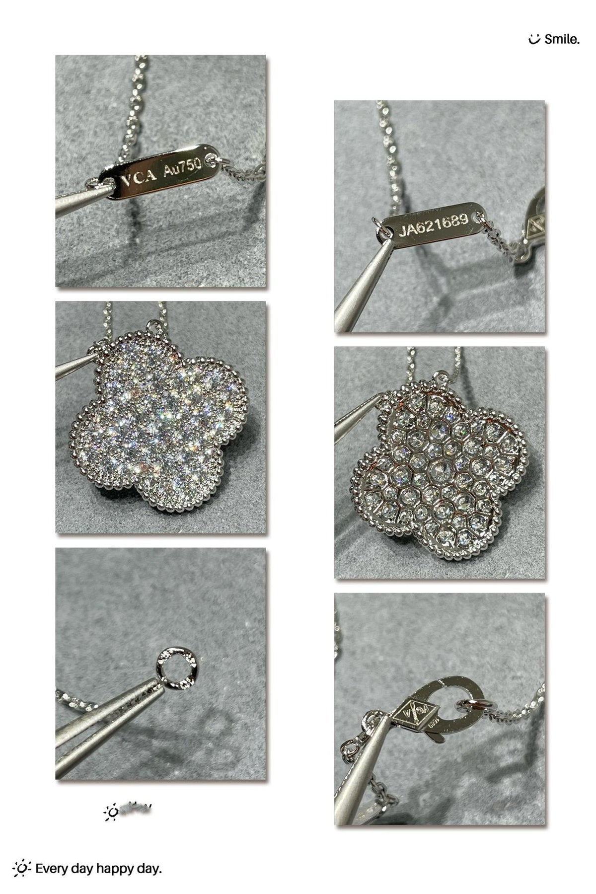 [Vera  Jewelry]CLOVER 25MM LARGE PENDANT DIAMOND PAVED SILVER NECKLACE