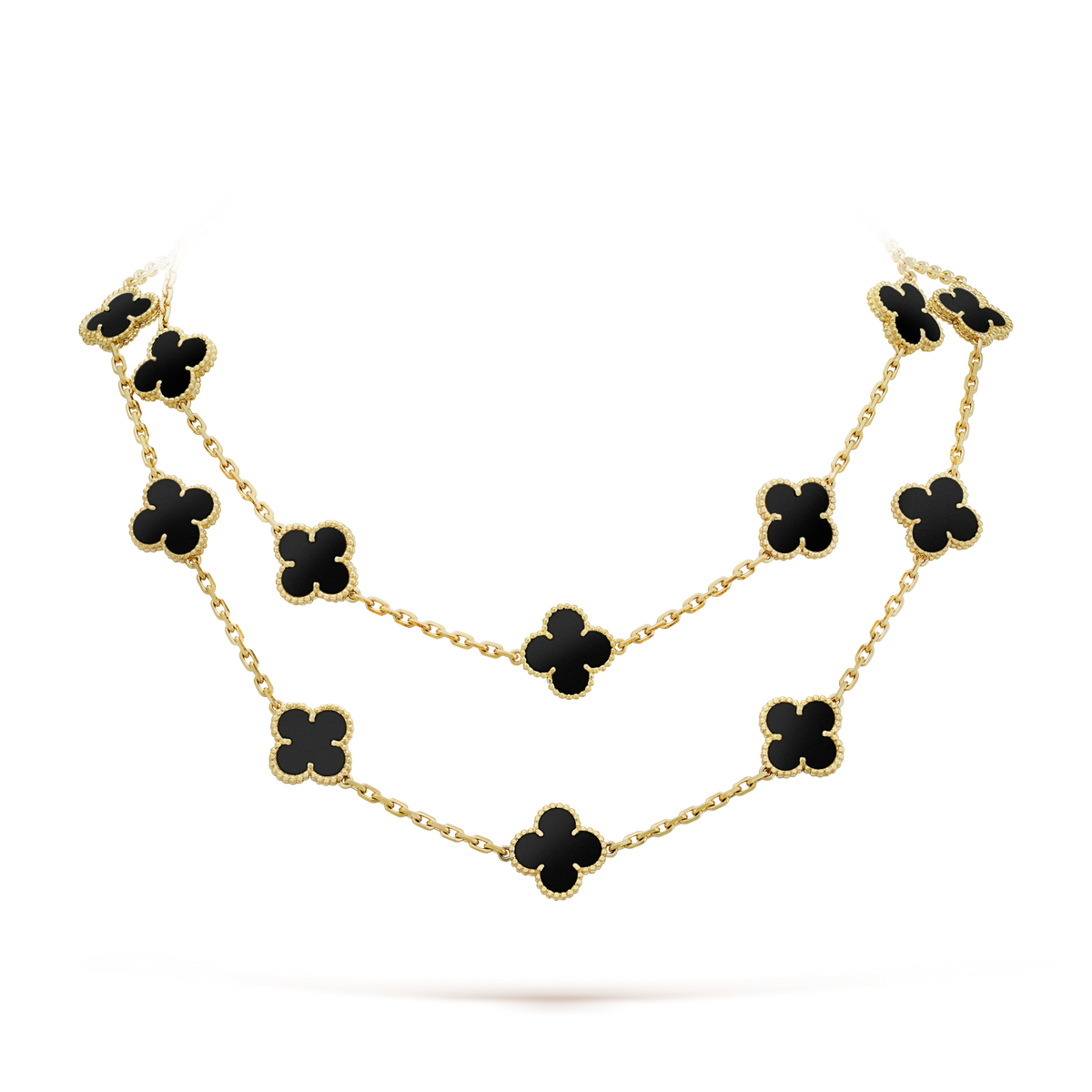 [Vera  Jewelry]CLOVER 20 MOTIFS ONYX NECKLACE