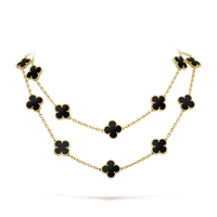 [Vera Jewelry]CLOVER 20 MOTIFS ONYX NECKLACE