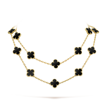 [Vera  Jewelry]CLOVER 20 MOTIFS ONYX NECKLACE