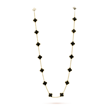 [Vera  Jewelry]CLOVER 20 MOTIFS ONYX NECKLACE