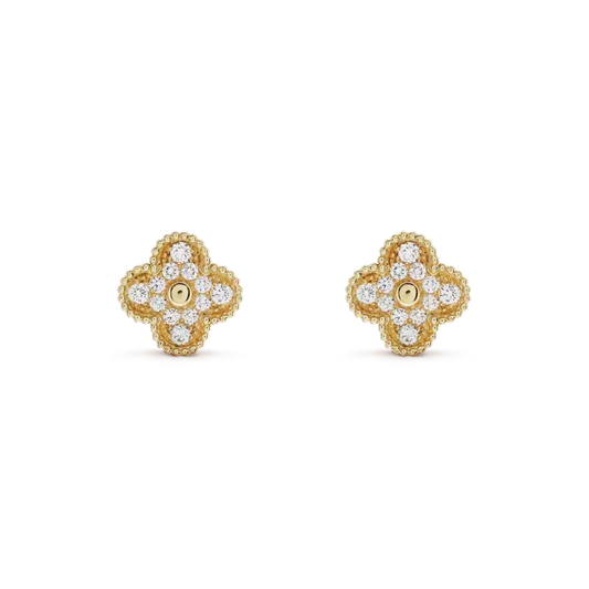[Vera  Jewelry]CLOVER MEDIUM 1 MOTIFS FUll DIAMOND EARRINGS
