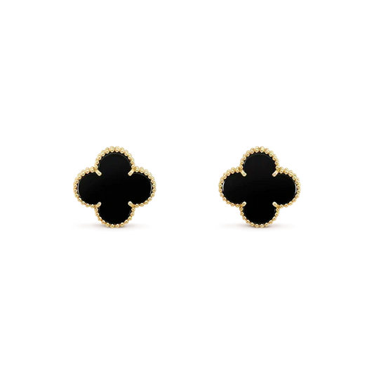 [Vera  Jewelry]CLOVER MEDIUM 1 MOTIFS  ONYX STUD EARRINGS