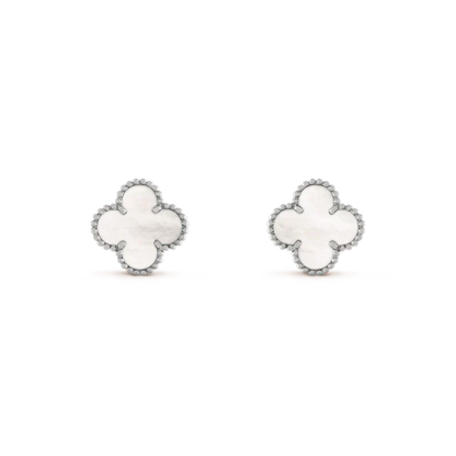 [Vera  Jewelry]CLOVER MEDIUM 1 MOTIFS  WHITE MOP EARRINGS SILVER